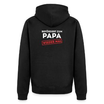Famille enceinte Déclaration des parents Bébé Bonheur Papa - Veste à capuche bio Premium Unisexe - noir - Dos - Nico (187cm)