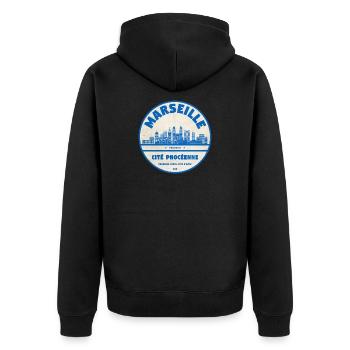 Marseille - Veste à capuche bio Premium Unisexe - noir - Dos - Nico (187cm)