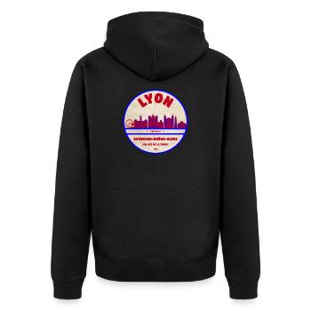 Écusson de la Skyline Vintage de Lyon - Veste à capuche bio Premium Unisexe - noir - Dos - Nico (187cm)