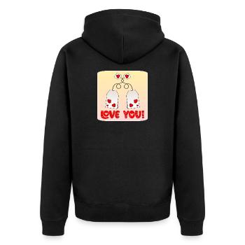 Happy Valentine's Day - Tea - LOVE YOU - COUPLE - Unisex Premium Organic Zip Hoodie - black - Back - Nico (187cm)