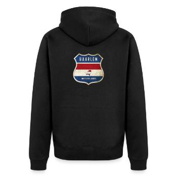 Haarlem Netherlands coat of arms design - Unisex Premium Organic Zip Hoodie - black - Back - Nico (187cm)