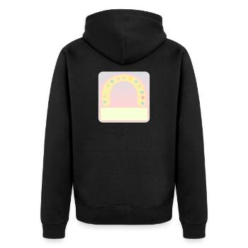 Namensschild Bogen - Unisex Premium Bio Zip Hoodie - Schwarz - Hinten - Nico (187cm)