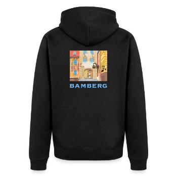 Bamberg, Town Hall, Bavaria, Germany, drawing - Unisex Premium Organic Zip Hoodie - black - Back - Nico (187cm)