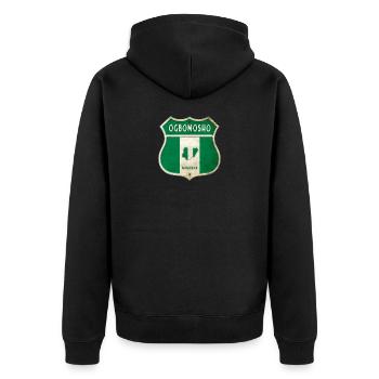 Design du drapeau du Nigéria d'Ogbomosho - Veste à capuche bio Premium Unisexe - noir - Dos - Nico (187cm)