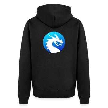 kreisform, asiadrache, mythenwesen, Drachenkopf - Unisex Premium Bio Zip Hoodie - Schwarz - Hinten - Nico (187cm)