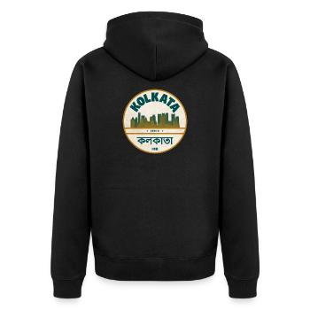 Kolkata Skyline Abzeichen - Unisex Premium Bio Zip Hoodie - Schwarz - Hinten - Nico (187cm)