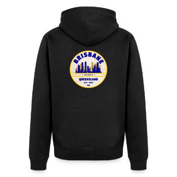 Brisbane Australien Skyline - Unisex Premium Bio Zip Hoodie - Schwarz - Hinten - Nico (187cm)