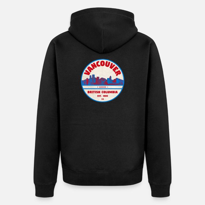 Vancouver Skyline Rétro Badge Canada - Veste à capuche bio Premium Unisexe - noir