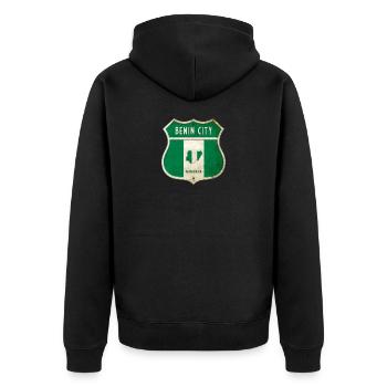 Design du drapeau des armoiries du Nigeria de - Veste à capuche bio Premium Unisexe - noir - Dos - Nico (187cm)