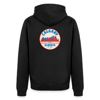 Calgary Skyline Vintage - Unisex Premium Organic Zip Hoodie - black - Back - Nico (187cm)