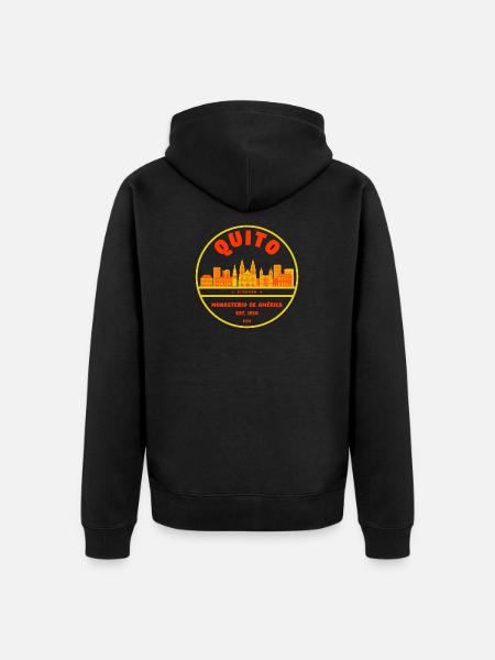 Quito Skyline Badge Monasterio América - Unisex Premium Organic Zip Hoodie - black