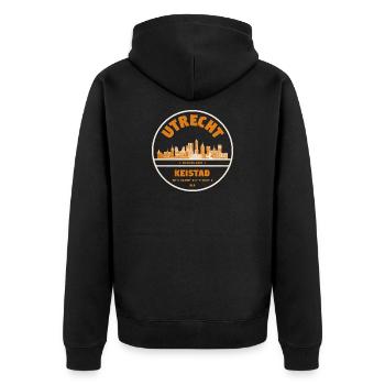 Utrecht Keistad Skyline Roundel - Unisex Premium Organic Zip Hoodie - black - Back - Nico (187cm)