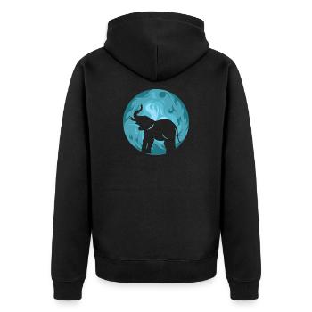 Moon Elephant Symbol Illustration Evening Sun Icon - Unisex Premium Organic Zip Hoodie - black - Back - Nico (187cm)