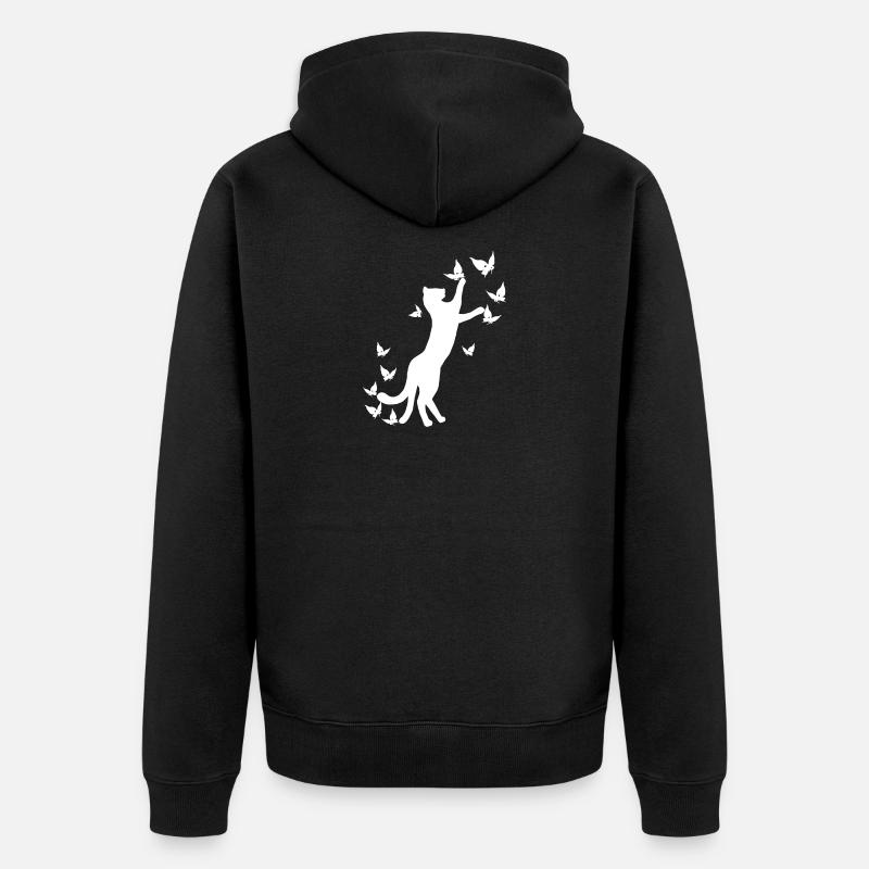 nekomata hell, Kätzchen, schmetterlinge - Unisex Premium Bio Zip Hoodie - Schwarz