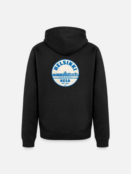 Helsinki Skyline Emblem 1550 - Unisex Premium Organic Zip Hoodie - black