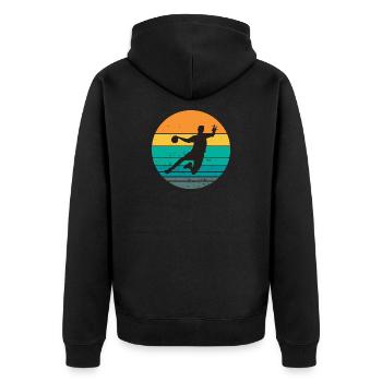 handball, fan de handball, jouer au handball - Veste à capuche bio Premium Unisexe - noir - Dos - Nico (187cm)