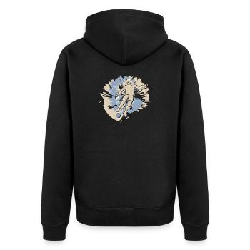Football players in action while playing football - Unisex Premium Organic Zip Hoodie - black - Back - Nico (187cm)