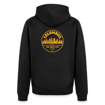 Columbus Arch City Skyline - Unisex Premium Organic Zip Hoodie - black - Back - Nico (187cm)