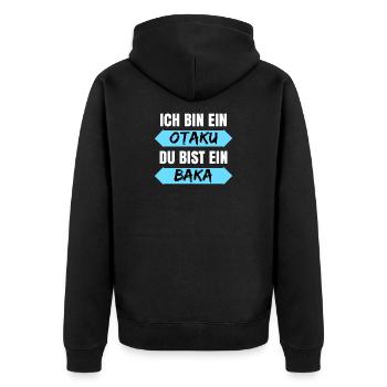 Anime Baka Otaku Kanji Statement Popkultur Manga - Unisex Premium Bio Zip Hoodie - Schwarz - Hinten - Nico (187cm)