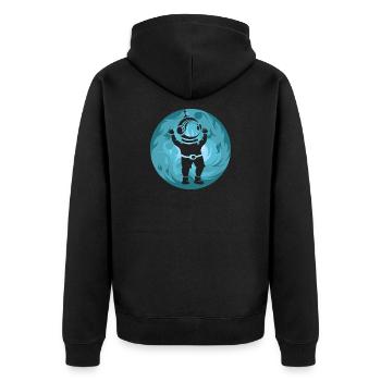 Astronaut moon Cosmos Mond space Symbol - Unisex Premium Bio Zip Hoodie - Schwarz - Hinten - Nico (187cm)