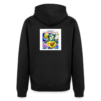 Joyeuse Saint-Valentin... Oiseaux de fête! - Veste à capuche bio Premium Unisexe - noir - Dos - Nico (187cm)