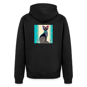 Néon Spirale Chat Art déco - Veste à capuche bio Premium Unisexe - noir - Dos - Nico (187cm)