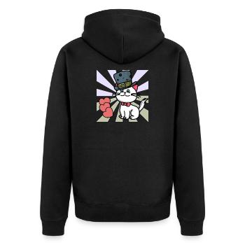 Cat Hearts Children Birthday Gift Baby - Unisex Premium Organic Zip Hoodie - black - Back - Nico (187cm)