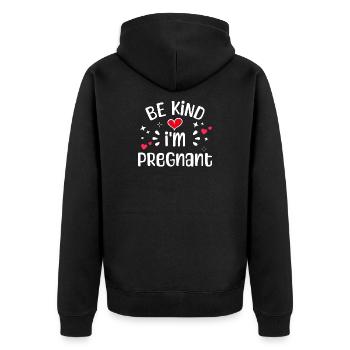 Schwanger Statement Schwangerschaft Babybauch - Unisex Premium Bio Zip Hoodie - Schwarz - Hinten - Nico (187cm)