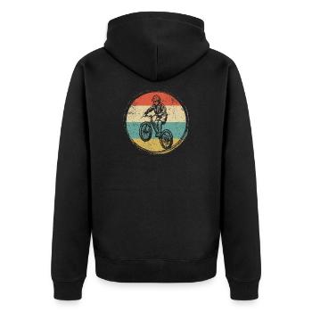 Retro BMX Rider Circle - Unisex Premium Bio Zip Hoodie - Schwarz - Hinten - Nico (187cm)