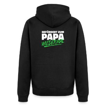 Papa Cooler Spruch Familie Eltern Schwanger Baby - Unisex Premium Bio Zip Hoodie - Schwarz - Hinten - Nico (187cm)