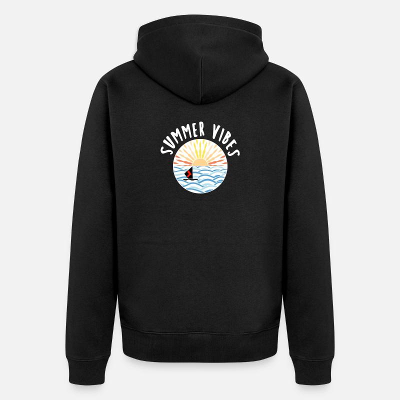Vagues Été Voile Soleil - Veste à capuche bio Premium Unisexe - noir