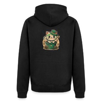 Chat dans le pot de fleurs Fête de la Saint-Patrick - Veste à capuche bio Premium Unisexe - noir - Dos - Nico (187cm)