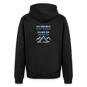 Berggipfel Wanderwege Statement Wandern Wanderer - Unisex Premium Bio Zip Hoodie - Schwarz - Hinten - Nico (187cm)