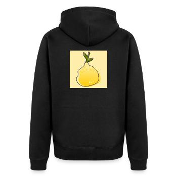 Zitrone - Unisex Premium Bio Zip Hoodie - Schwarz - Hinten - Nico (187cm)