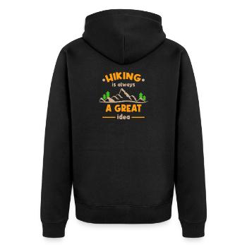 Wanderung Statement Wanderer Bergsteigen Wandern - Unisex Premium Bio Zip Hoodie - Schwarz - Hinten - Nico (187cm)