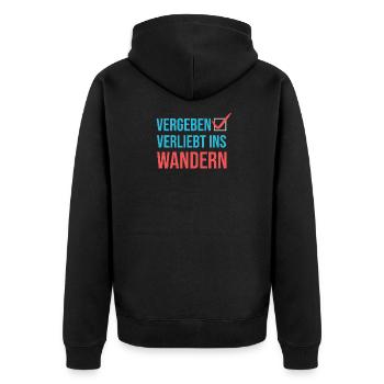 Wandern Klettern Statement Bergwanderung Wanderer - Unisex Premium Bio Zip Hoodie - Schwarz - Hinten - Nico (187cm)