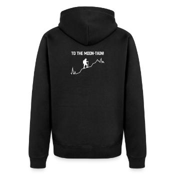 Wandern Statement Wanderer Bergsteigen Klettern - Unisex Premium Bio Zip Hoodie - Schwarz - Hinten - Nico (187cm)