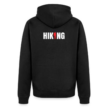 Wanderer Spruch Naturerlebnis Wanderung Wandern - Unisex Premium Bio Zip Hoodie - Schwarz - Hinten - Nico (187cm)