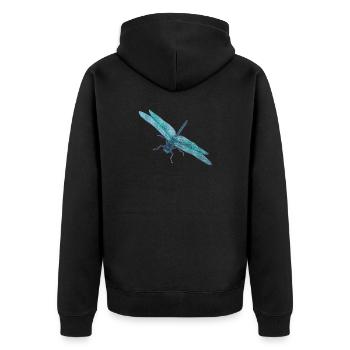 schöne Mosaikmuster, Libellenfoto, Insekten - Unisex Premium Bio Zip Hoodie - Schwarz - Hinten - Nico (187cm)