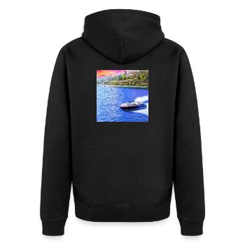 natural view - Unisex Premium Organic Zip Hoodie - black - Back - Nico (187cm)