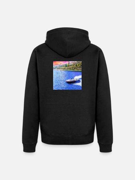 natural view - Unisex Premium Organic Zip Hoodie - black