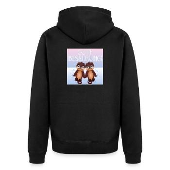 Gute Besserung - SEEOTTER - PAARE - Unisex Premium Bio Zip Hoodie - Schwarz - Hinten - Nico (187cm)