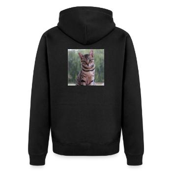Katze Kätzchen Poster quadratisch Katzenposter - Unisex Premium Bio Zip Hoodie - Schwarz - Hinten - Nico (187cm)