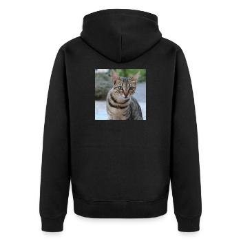 Katze Kätzchen Poster quadratisch Katzenposter - Unisex Premium Bio Zip Hoodie - Schwarz - Hinten - Nico (187cm)