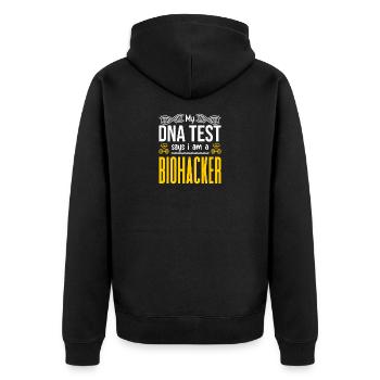 My DNA test says I'm a biohacker - Unisex Premium Organic Zip Hoodie - black - Back - Nico (187cm)