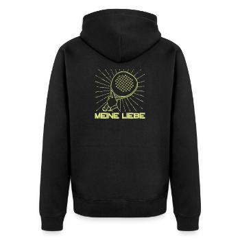 Schläger Statement Spieler Turnier Padel Sport - Unisex Premium Bio Zip Hoodie - Schwarz - Hinten - Nico (187cm)