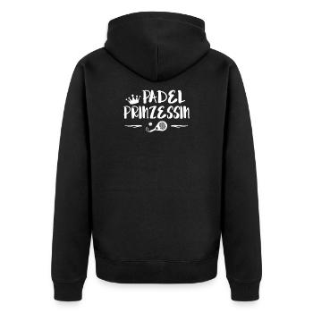 Padel Spieler Padelspiel Statement Rückschlag - Unisex Premium Bio Zip Hoodie - Schwarz - Hinten - Nico (187cm)