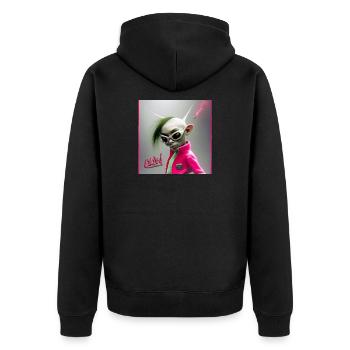 Punk Alien Neon-Jacke – Punkiger Alien 01 - Unisex Premium Bio Zip Hoodie - Schwarz - Hinten - Nico (187cm)