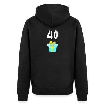 geschenk, 40 geschenkbox - Unisex Premium Bio Zip Hoodie - Schwarz - Hinten - Nico (187cm)