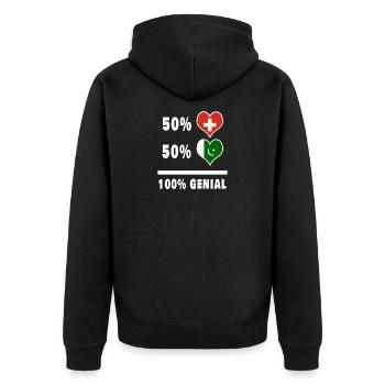 Pakistan und Schweiz 100% Genial Flagge - Unisex Premium Bio Zip Hoodie - Schwarz - Hinten - Nico (187cm)